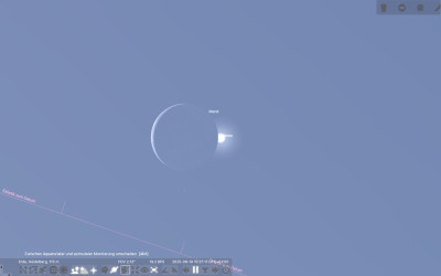 15:27 MESZ kurz nach Bedeckung (Regulus unterhalb des Mondes)